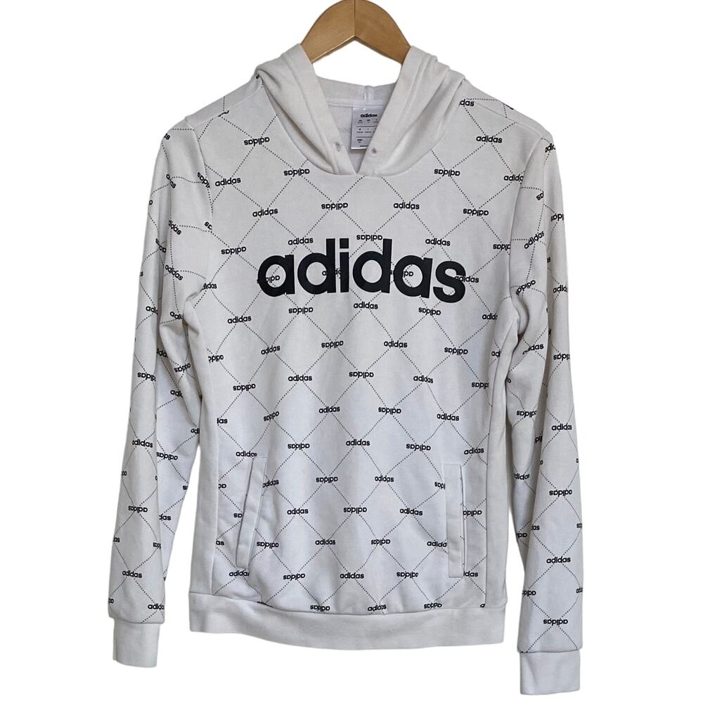 Adidas Women’s Core Fav Hoodie Sweatshirt Casual Regular Fit White Black Small